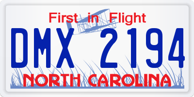 NC license plate DMX2194