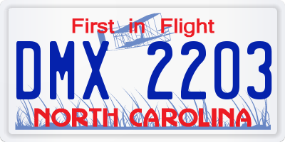 NC license plate DMX2203