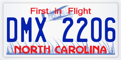NC license plate DMX2206