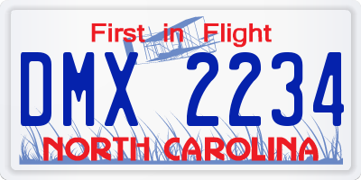 NC license plate DMX2234