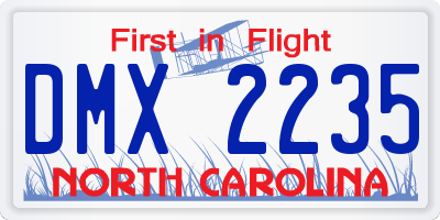 NC license plate DMX2235