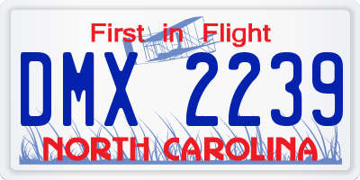 NC license plate DMX2239