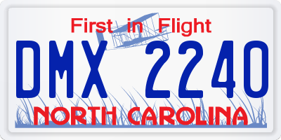 NC license plate DMX2240