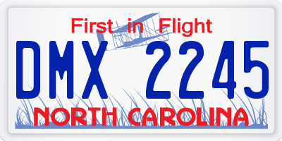 NC license plate DMX2245