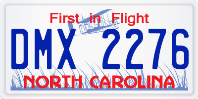 NC license plate DMX2276