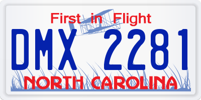 NC license plate DMX2281