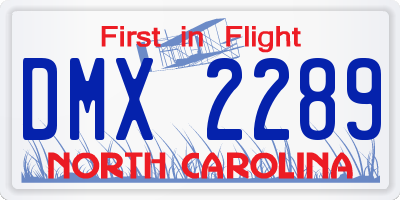 NC license plate DMX2289