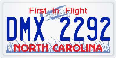 NC license plate DMX2292