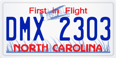 NC license plate DMX2303