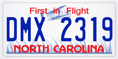 NC license plate DMX2319
