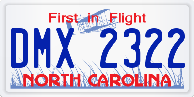 NC license plate DMX2322