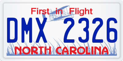 NC license plate DMX2326