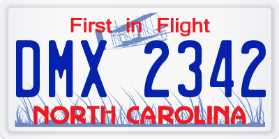 NC license plate DMX2342
