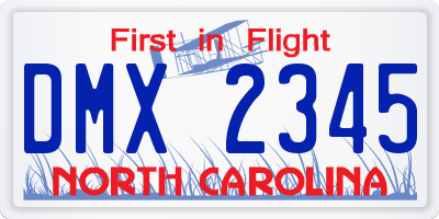 NC license plate DMX2345