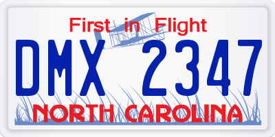 NC license plate DMX2347