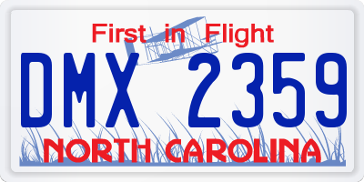 NC license plate DMX2359