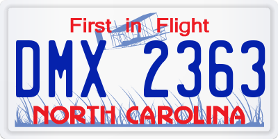 NC license plate DMX2363