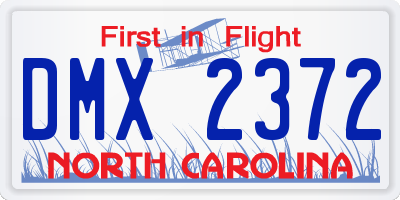 NC license plate DMX2372