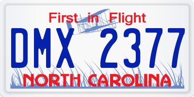 NC license plate DMX2377
