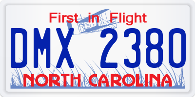 NC license plate DMX2380