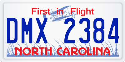 NC license plate DMX2384