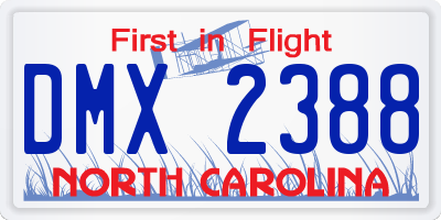 NC license plate DMX2388
