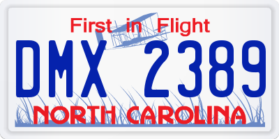 NC license plate DMX2389