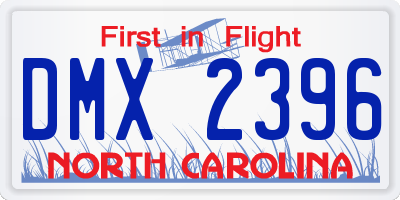 NC license plate DMX2396