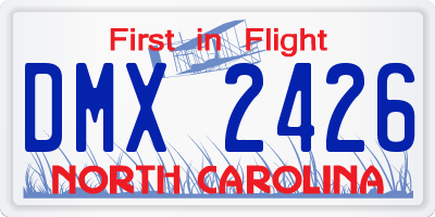 NC license plate DMX2426
