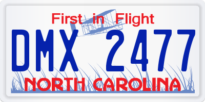 NC license plate DMX2477