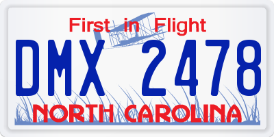 NC license plate DMX2478