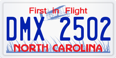 NC license plate DMX2502