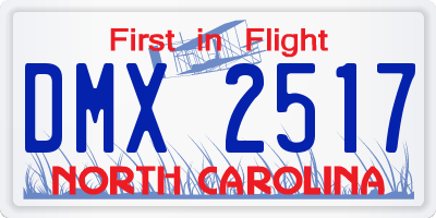 NC license plate DMX2517