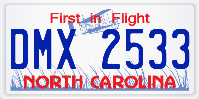 NC license plate DMX2533