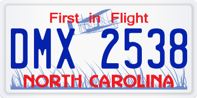 NC license plate DMX2538