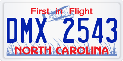 NC license plate DMX2543