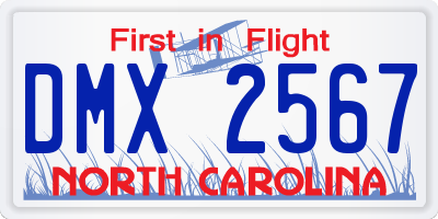 NC license plate DMX2567