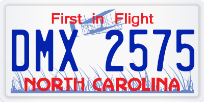 NC license plate DMX2575