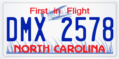 NC license plate DMX2578