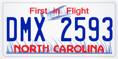 NC license plate DMX2593