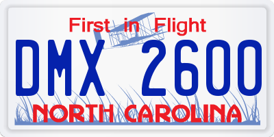 NC license plate DMX2600