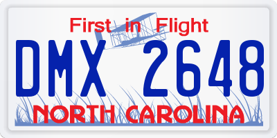NC license plate DMX2648