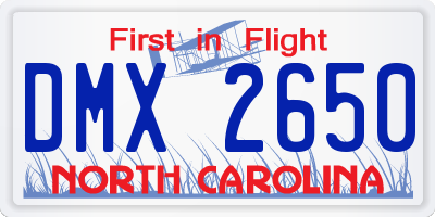 NC license plate DMX2650