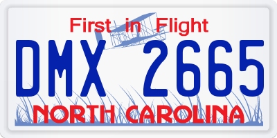 NC license plate DMX2665