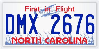 NC license plate DMX2676