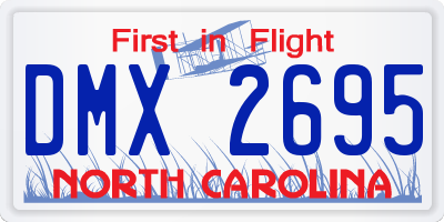 NC license plate DMX2695
