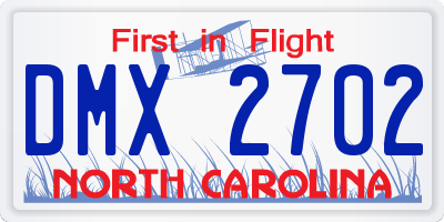 NC license plate DMX2702