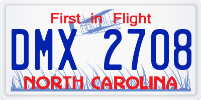NC license plate DMX2708