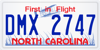 NC license plate DMX2747