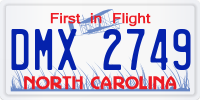 NC license plate DMX2749